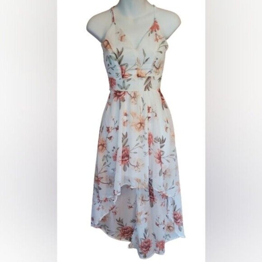 READ Rue21 Women's White Floral Lightweight High-Low Dress Size XXS NWT